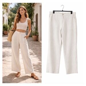 Liz Claiborne Womens Linen Pants Size XL Minimalist Closet Staple Beachy Lagom